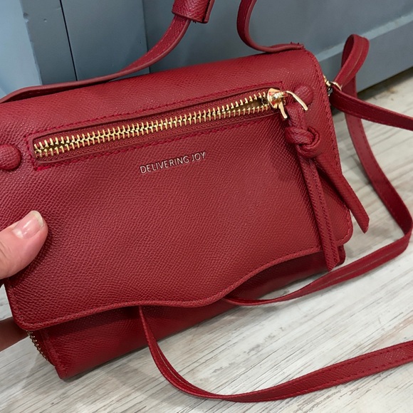 Faux Leather Crossbody Wallet Handbags - Red Crossbody Bag